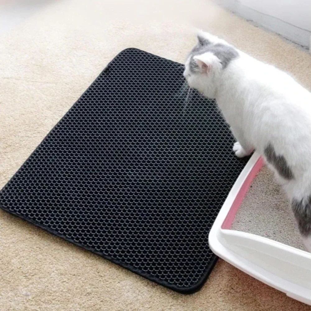 Cat Litter Mat 16x20 Waterproof Washable Dbl  Layer Honeycomb Trapping Black NEW